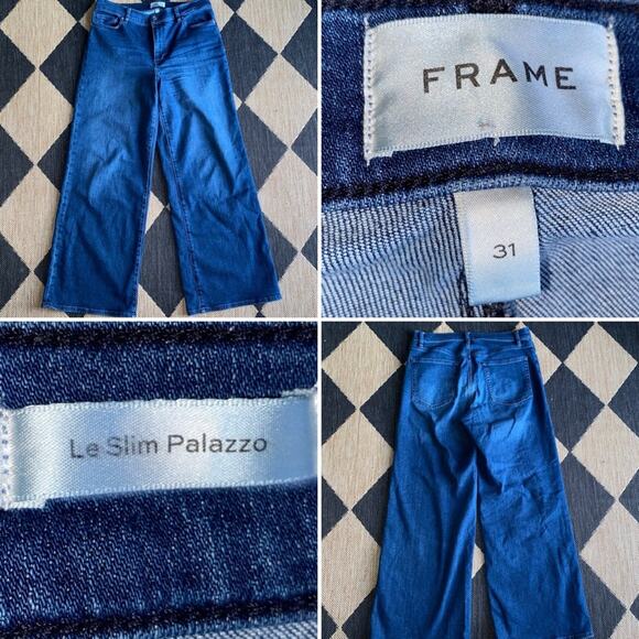 FRAME $298 Le Slim Palazzo Jean- in Thunderstorm sz 31 EUC - Picture 1 of 16